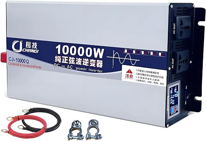 Upgraded high Power 6000W 8000W 10000W 12000W 16000W Pure Sine Wave Power Inverter 12V 24V 48V DC to 110V 220V AC Converter with LED Display for Car/RV Home Solar System(10000W,48vto220V)