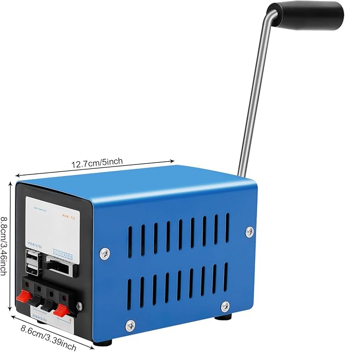 20W Hand Crank Generator, Portable Manual Power Supply Generator, Freestanding Generators, Multifunction Manual Power Supply with Handle for Field Operations Field Trips Off-Grid Emergency