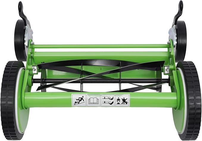 Walk-Behind Lawn Mower,Adjustable Height Push Walk Behind Dual Wheeled 5-Blade Cordless Lawn Mower (Green)