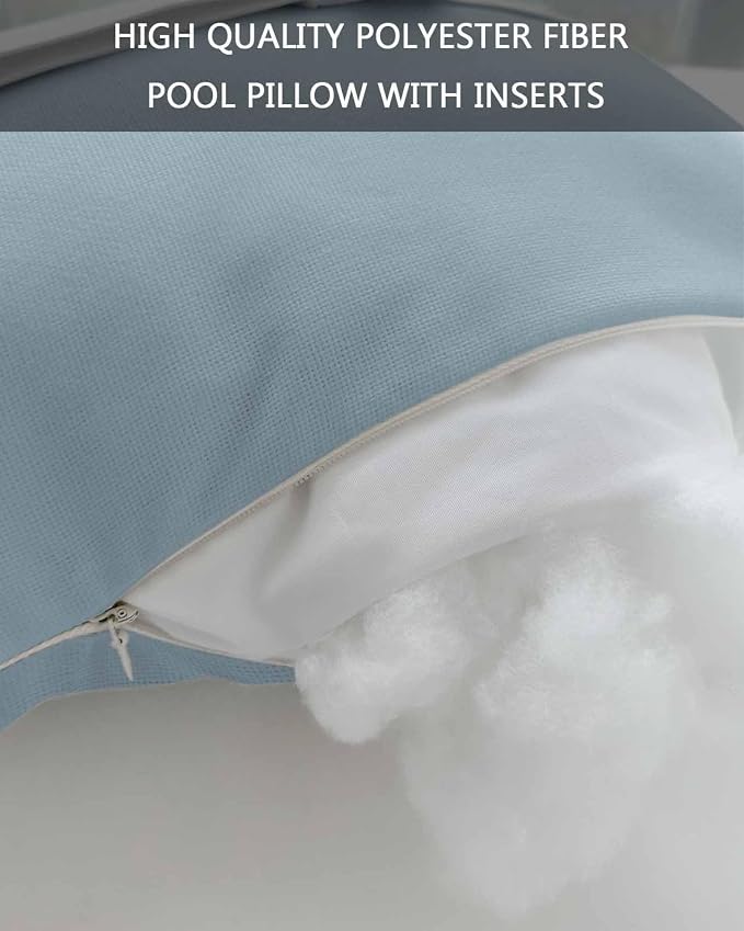 Outdoor Lumbar Pillow for Chaise Lounge Chair Winter Sky Blue Head Resting Pillow Simple Style Decorative Pillow with Adjustable Strap for Patio Recliner Office Car Seat Sofa 2 Pack 11x16 inch