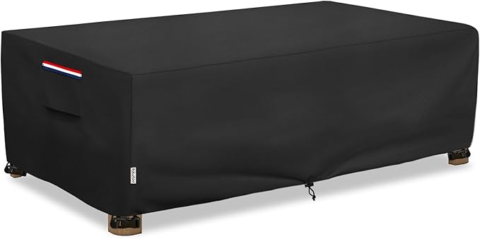 Outdoor Coffee Table Cover Waterproof, Heavy Duty Patio Rectangular Side Table Covers, 48W x 28D x 16H Inches Outdoor Tables Cover (Black)
