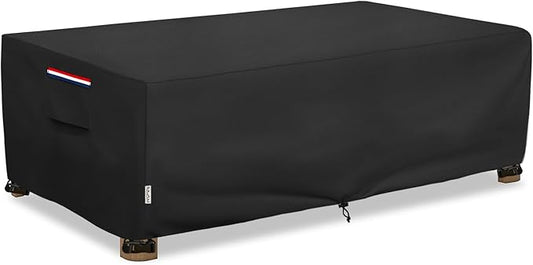 Outdoor Coffee Table Cover Waterproof, Heavy Duty Patio Rectangular Side Table Covers, 48W x 28D x 16H Inches Outdoor Tables Cover (Black)
