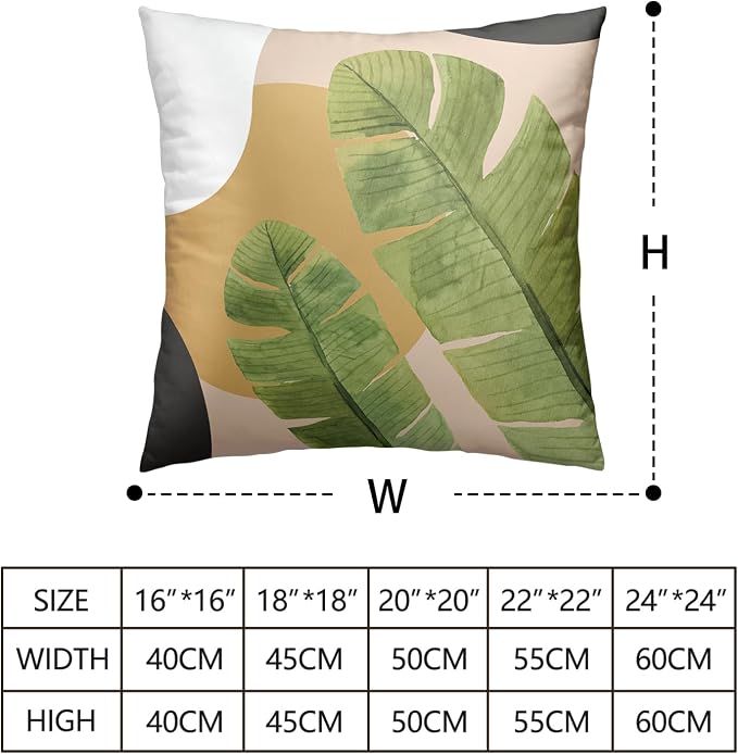 18x18 Inch Summer Tropical Plant Pillow Cover Green Leaves Throw Pillow Covers Jungle Palm Tree Pillowcase Cotton Blend Garden Decor for Floor Chair Bed in 2 Pcs