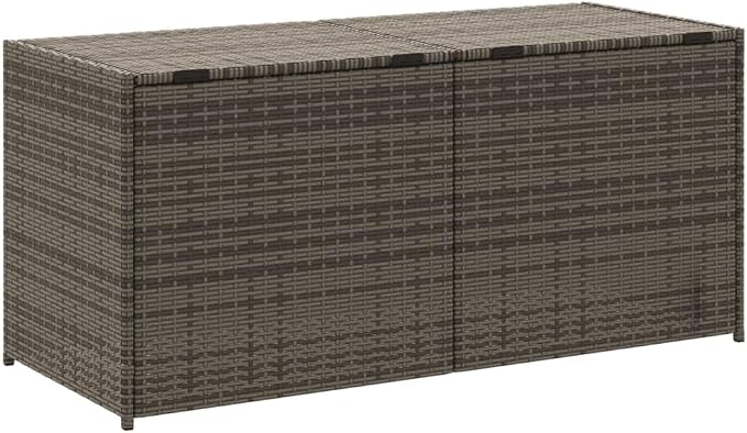 Grey PE Rattan and Powder-Coated Steel Garden Storage Box Medium Size 47.2x19.7x22.0 Inches 283L Capacity Outdoor Organizer with UV-Proof Water-Resistant Construction