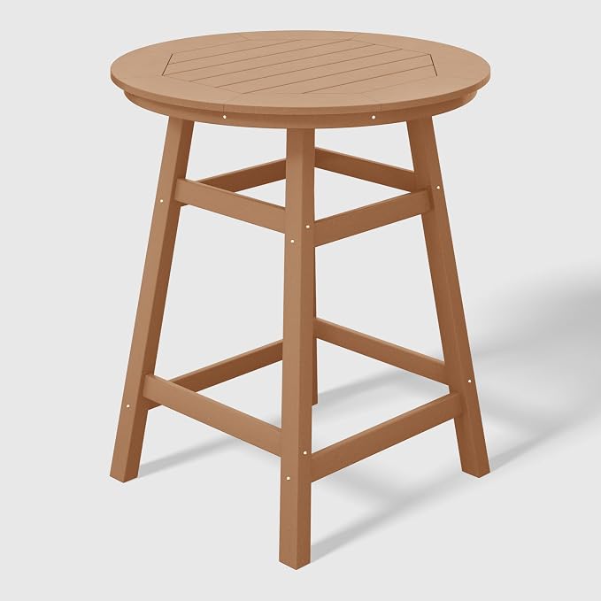 WestinTrends Malibu 5-Piece HDPE Outdoor Patio Dining Bar Bistro Table Set with Counter High Round Bar Stools
