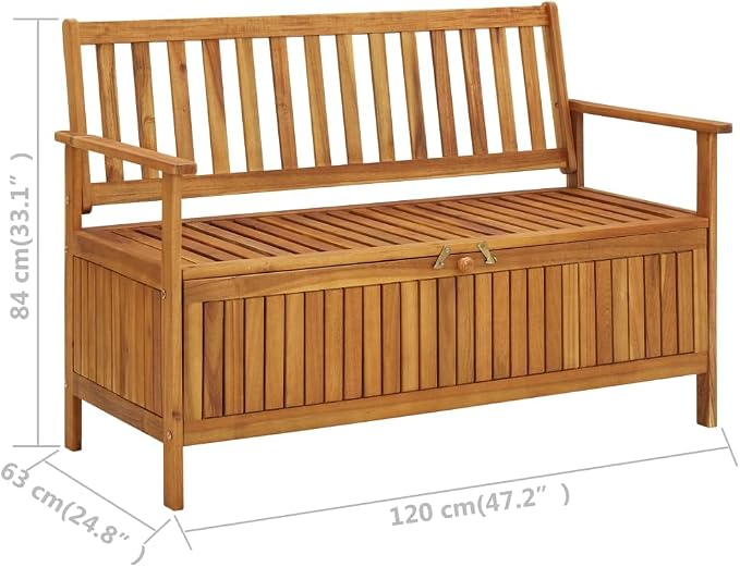 Patio Storage Bench, Outdoor Wooden Deck Box, Solid Wood Patio Furniture for Outdoor Cushions, Pool Storage and Garden Tools, 47.2"x24.8"x33.1", -330