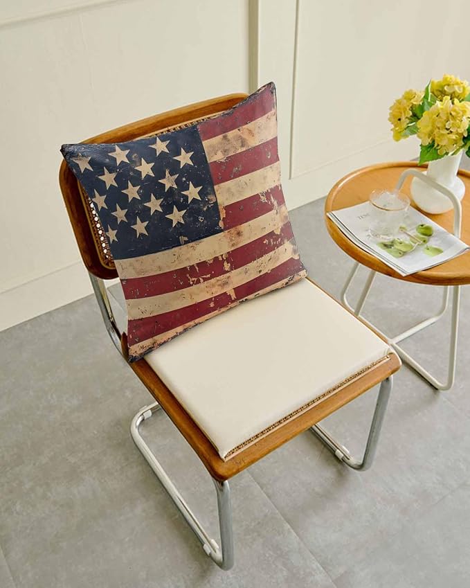 Outdoor Waterproof Throw Pillows Old Vintage American Flag Patriot Patio Pillows Pack of 2,Decorative Pillow Covers with Insert,Pillow Cushion Case for Garden Couch Sofa Stars and Stripes