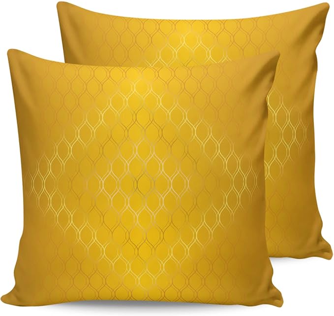 Prime Leader Outdoor Waterproof Pillow Covers Set of 2, Retro Gold Gradient Geometric Abstract Art Patio Throw Pillow Covers, Decorative Cushion Case for Couch Sofa Furniture Garden, 26x26 Inch