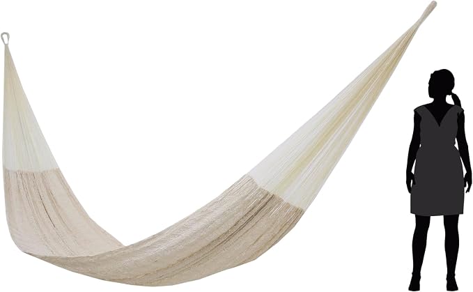 NOVICA Natural Off White Hand Woven Cotton Blend Mayan 1 Person Rope Hammock, 'Natural Comfort' (Single)