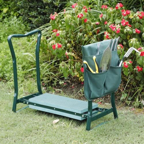Garden Bench Foldable Stool Padded seat Cushion and Tool Bag