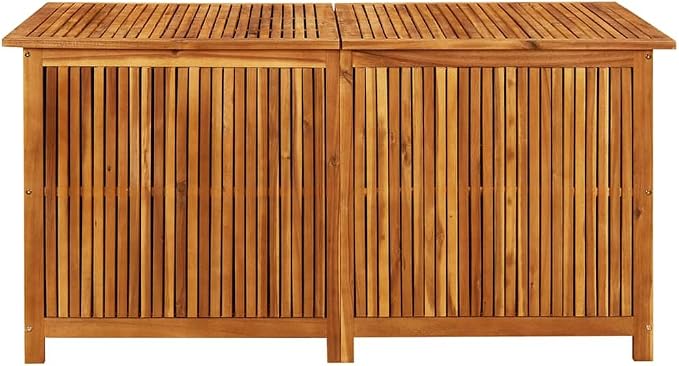 Outdoor Storage Box, Large Solid Acacia Wood Deck Chest with Water-Resistant Liner, Weatherproof Garden Patio Organizer for Cushions, Pillows, and Blankets, 59.1 x 31.5 x 29.5 Inches