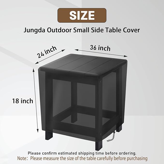 Outdoor Table Cover, Outdoor Ottoman Cover, Waterproof Heavy Duty Covers for Grill Cart, Outdoors Prep Table Covers for Rectangular Patio Furniture, 36x24x18 inch, Black
