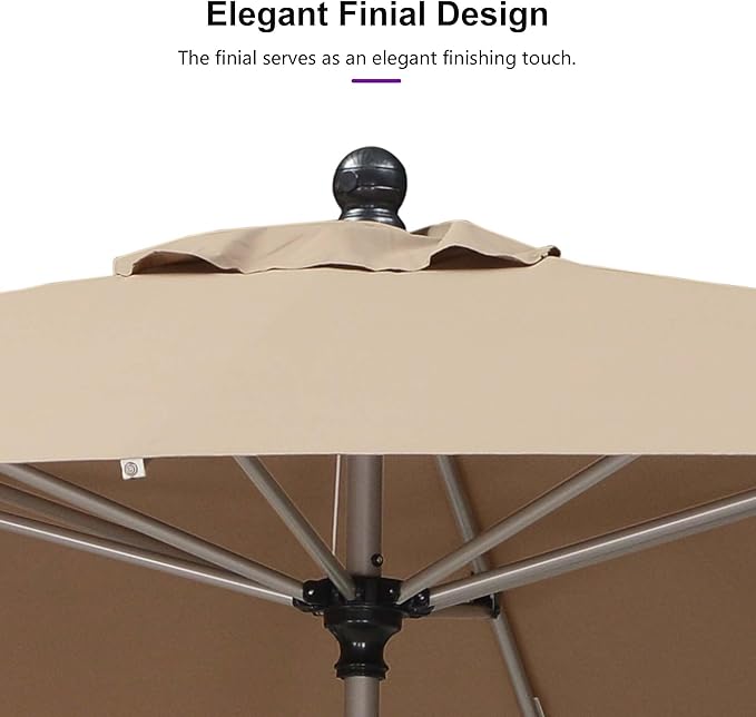 PURPLE LEAF 8' x 8' Square Patio Umbrella with Tilt Adjustment, Outdoor Table Umbrella Champagne Aluminum Frame, Market Umbrella Pool Umbrella for Deck Garden, Patio, or Lawn