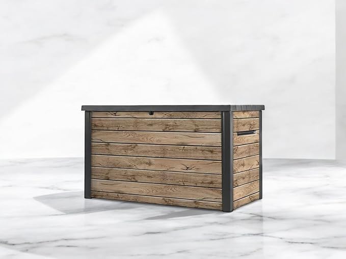 Nature Wood Design Storage Box, Weather-Resistant Deck Container, Perfect for store anything Indoor and Outdoor. (Natrul Wood Brown, 230 Gallon(32.7" D x 57.8" L x 33.8" W))