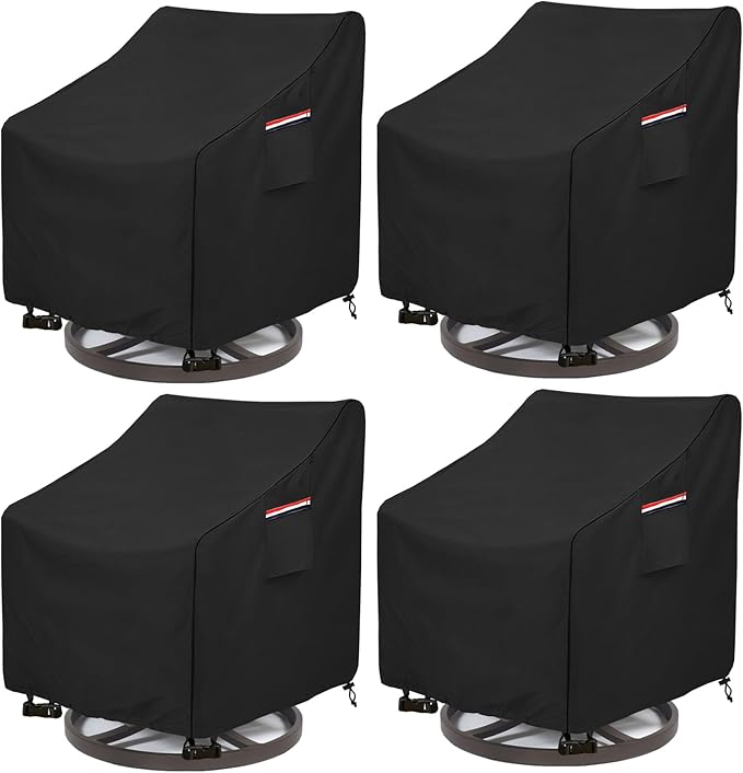 Patio Swivel Chair Cover 4 Pack,Waterproof Heavy Duty Outdoor Chair Covers,Outdoor Swivel Chair Cover for Patio Furniture Covers(30 W x 34 D x 38.5 H inches),Black