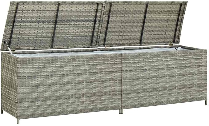 Extra Large Outdoor Storage Deck Box, 78.7 Inch Weather-Resistant Poly Rattan Garden Container for Patio, Backyard, Poolside, and Garage, Grey