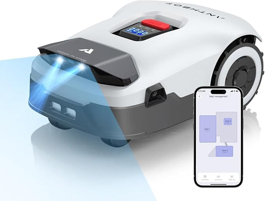 ANTHBOT Genie3000 Robot Lawn Mower - NO Wire, Full Band RTK+4-Eye Vision Robotic Lawnmower for 3/4 Acre, Auto Mapping, Multi-Zone Management (Renewed)