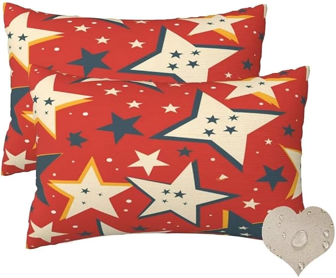 Outdoor Pillows Waterproof Set of 2 Outdoor Pillow Covers 16x24 Inch, Caramel Throw Pillows Stars Pillow Covers, Summer Garden Decorative Pillows Outdoor Pillows for Patio Furniture Home Decor -hs350