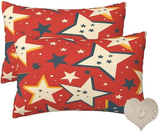 Outdoor Pillows Waterproof Set of 2 Outdoor Pillow Covers 16x24 Inch, Caramel Throw Pillows Stars Pillow Covers, Summer Garden Decorative Pillows Outdoor Pillows for Patio Furniture Home Decor -hs350
