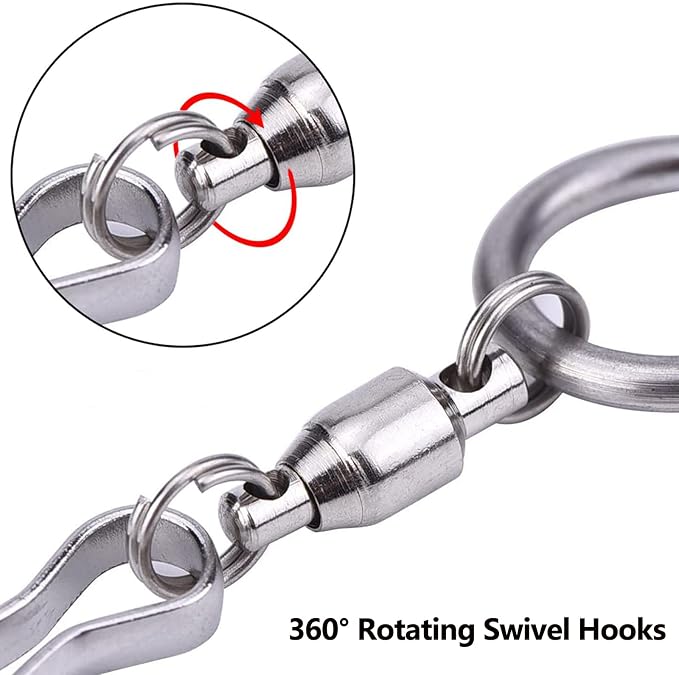 12 Pack 360 Swivel Hooks with 12.9in Extended Chain for Wind Spinner | Tsocent Heavy Duty Rotating Hooks for Wind Chimes Windsock Crystal Twisters, Outdoor Metal Hanging Parts