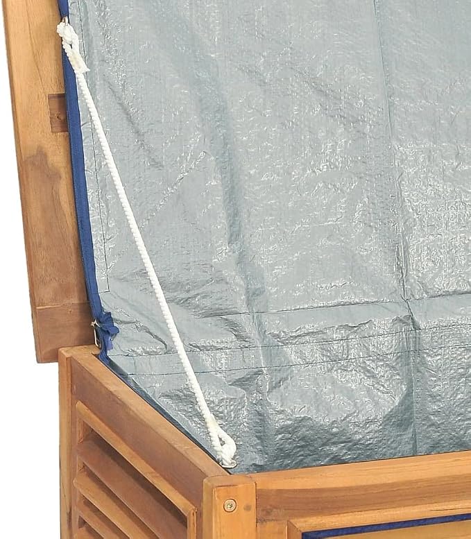 Wooden Patio Storage Box with Bag, Outdoor Box for Patio Furniture Cushion Storage, Wood Deck Box Storage Container with PE Bag Tool Organizer, 59.1"x19.7"x20.9"