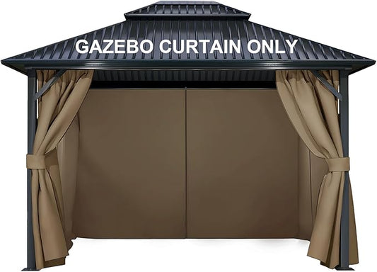 COWVIE 4-Panel 12' x 16' Gazebo Replacement Curtains, Patio Privacy Sidewalls with Double Zipper, Replacement for Outdoor Gazebo Canopy (Curtain Only)