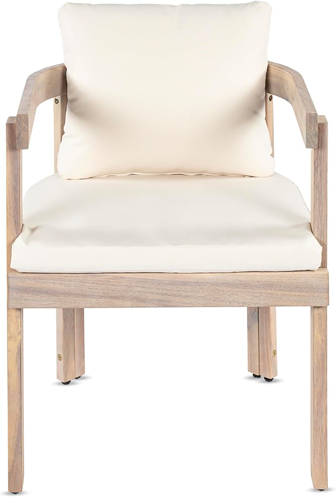 Christopher Knight Home Rosita Extendable Acacia Wood Outdoor Dining Set for 6, Expandable Patio Dining Table and Chairs Set of 6, Solid Wood Outdoor Dining Armchair and Table Set, Teak+Natural Washed