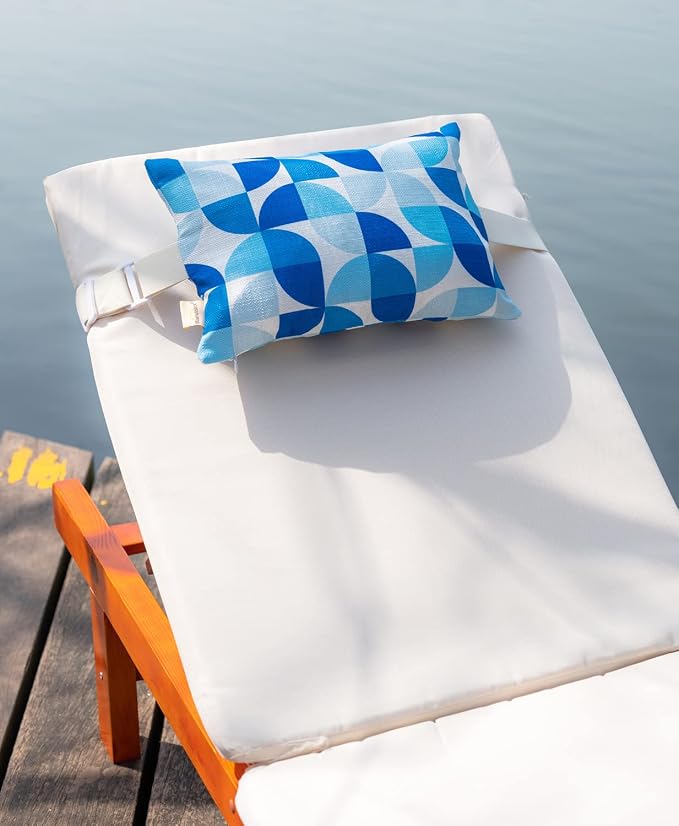 Patio Chairs Headrest Pillows,Outdoor Ledge Pool Lounge Chair Pillows with Insert Adjustable Elastic Stripe for Recliner Adirondack Head Neck Attachment, 2 Pack Size 11”*16” Blue