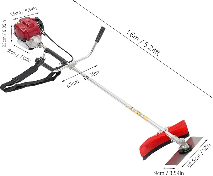 35.8CC Gas Powered Brush Cutter, 2 in 1 4-Stroke Engine Powered Grass Trimmer with Marine Propeller, Gas Weed Wacker for Lawn Care, Yard Work