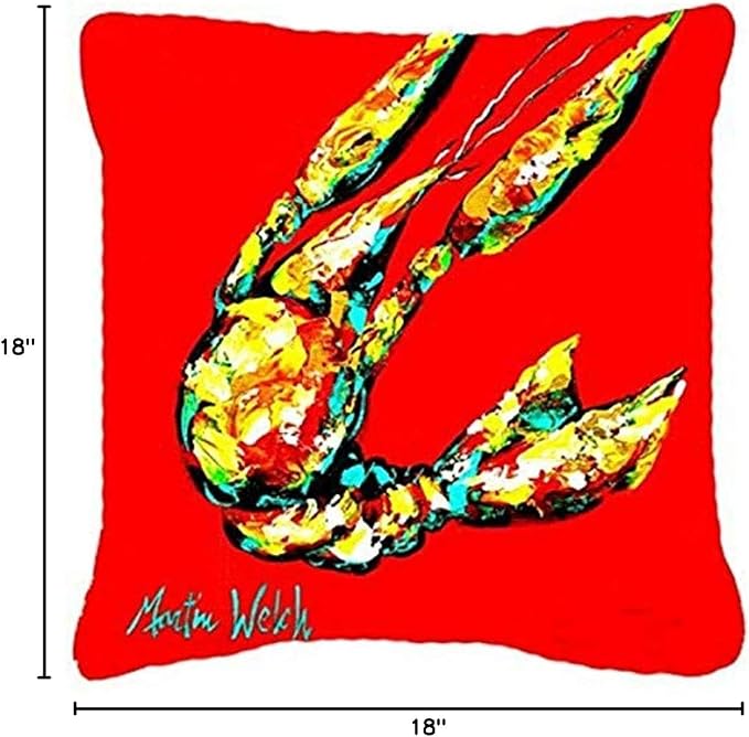 Caroline's Treasures MW1146PW1818 Crawfish Move Over Fabric Decorative Pillow Machine Washable, Indoor Outdoor Decorative Pillow for Couch, Bed or Patio, 18Hx18W