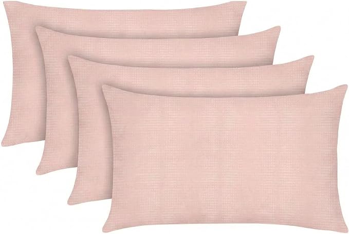 RSH DECOR: Outdura Lumbar Throw Pillows Set of 4 | 20" x 12" | Water and Fade-Resistant Performance Fabric | Outdoor Pillow Covers with Down-Alternative Inserts | Made in USA (Moonbeam Rose)