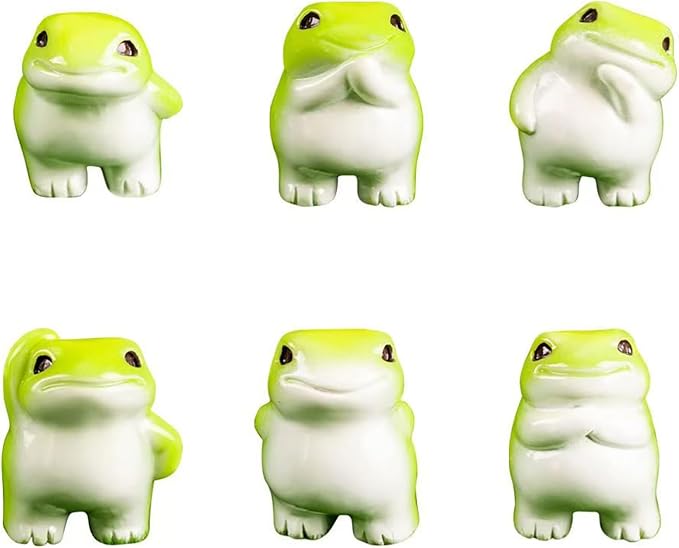 Set of 6 Mini Resin Animals Frogs Figurines, Mini Resin Figures Tiny Animals Bulk Miniature Figures to Hide Tiny Frog Statue Decorations for Desk Decoration & DIY Craft Décor
