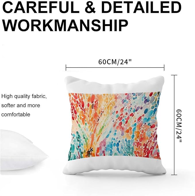 Make It Rain Fiesta Throw Pillow Covers Rainbow Colorful Cushion Cases 24x24 INModern Accent Decorative Cushion Cases Home Decor for Couch Sofa Bedroom Car