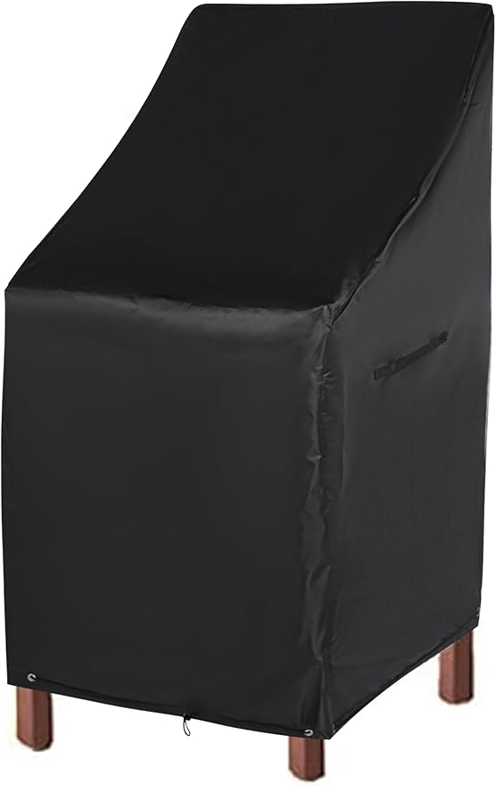 RosieLily Patio Chair Covers High Back Outdoor Bar Stool Covers (1 Pack-Black, 28.35"W x 36.22"D x 47.24"H)