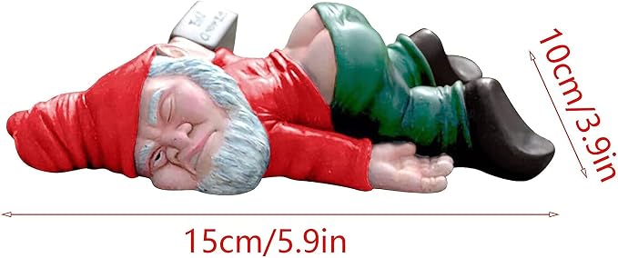 Funny Drunk Dwarf Garden Gnome Statues Decoration, Creative Statue Resin Sculpture Novelty Gift for Outdoor Indoor Patio Yard Lawn Porch Ornament Decor