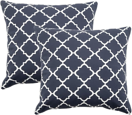 2 Pack Outdoor Throw Pillows 26" Patio Sofa Pillow,Blue Diamond | Water-Resistant Outdoor Cushions,Decorative Pillows with Insert for Patio Garden Porch,Blue Diamond
