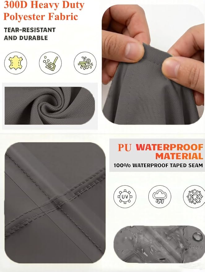 Heavy Duty Waterproof Patio Furniture Covers UV Resistant Rectangular Outdoor Table and Chair Covers 128" Wx 82" D x 28" H Dark Grey