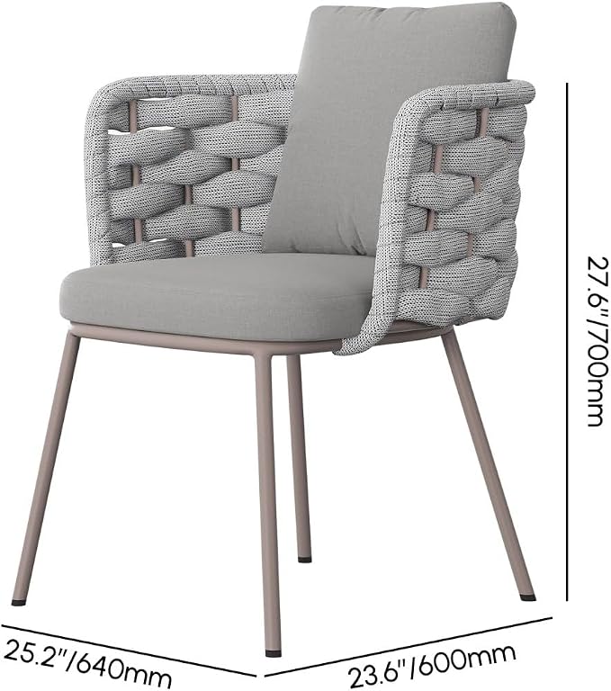 LOVEDIMA 70.9'' Patio Table and Chairs Set,7 Pieces Patio Furniture Set Outdoor Sintered Stone Top Dining Table Set with Rope Woven Armchairs for 6,Gray & White