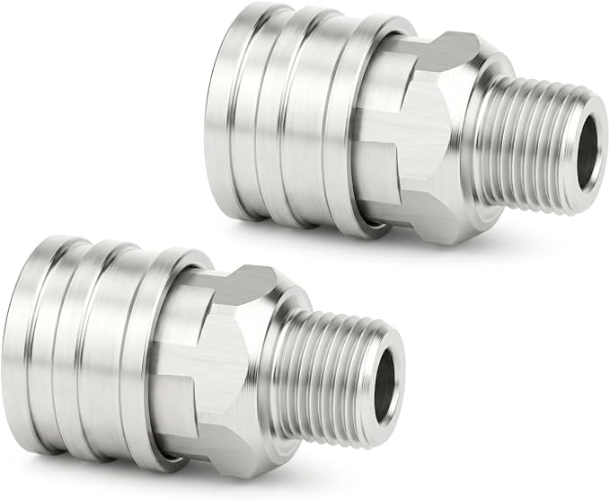 TAISHER 4PCS 304 Stainless Steel 1/4" Male NPT High Pressure Washer Quick Connect Coupler for Pressure Washing Gun Hose Accessories