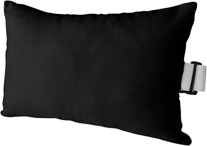 Outdoor Pillows Covers with Inserts Pure Black Solid Color Waterproof Recliner Pillow with Adjustable Strap Throw Pillows for Patio Furniture Pool Lounge Chair, 11x16 inch, 1PCS
