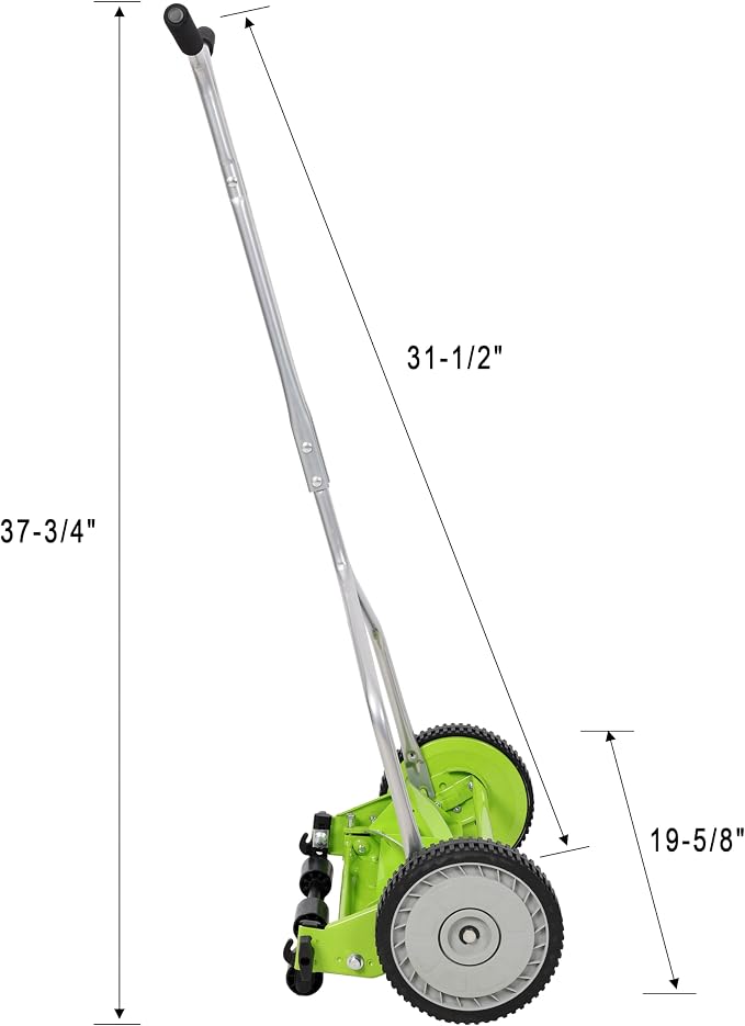 14in Push Lawn Mower, Push Reel Lawn Mower, Green Color