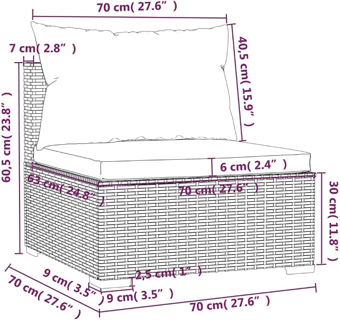 Patio Lounge Set with Cushions,Outdoor Table and Chairs Set,Terrace Conversation Set Furniture,Outdoor Furniture,for Garden,Backyard,6 Piece Poly Rattan Brown