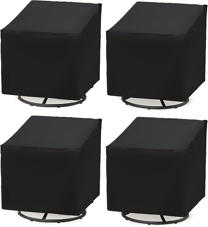 Patio Chair Covers 4 Pack, Outdoor Chair Covers Waterproof 600D Heavy Duty, All-Weather Patio Furniture Covers for Outdoor Swivel Chairs, Lawn Wicker Sofas & Rocking Chairs, Black