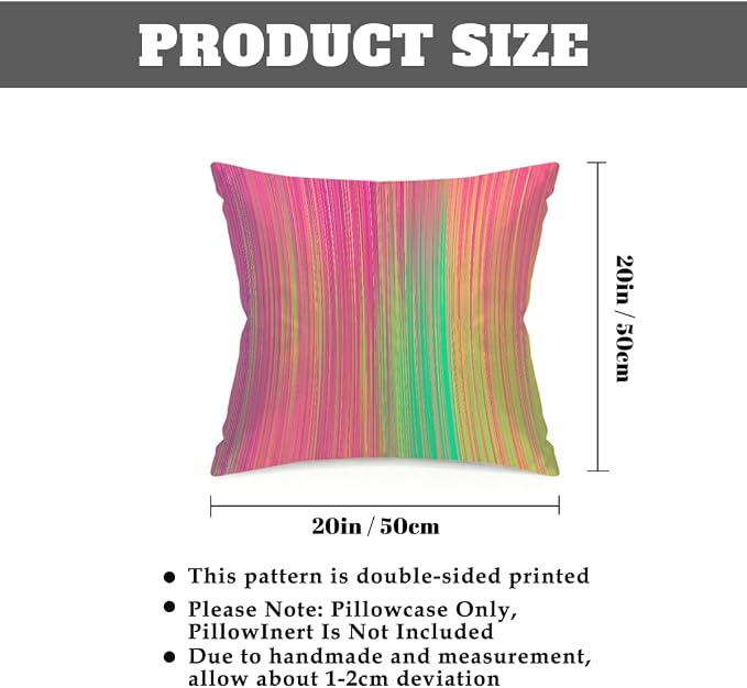 20x20 Inch Outdoor Pillow Covers Set of 2 Waterproof Throw Pillow Covers Decorative Couch Cushion Covers Pink Green Yellow Striped Square Pillowcases Protectors for Patio Garden Sofa