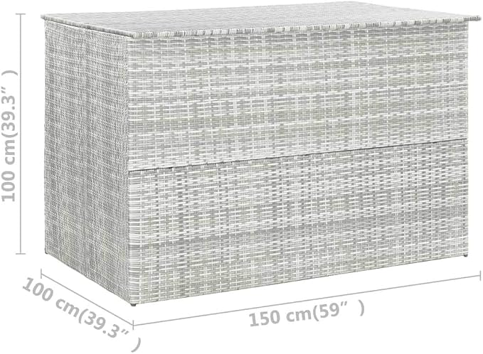 Patio Storage Box,Outdoor Toy Box,Outdoor Storage,Outdoor Cushion Storage, for Patio Furniture Cushion Storage Light Gray 59.1"x39.4"x39.4" Poly Rattan