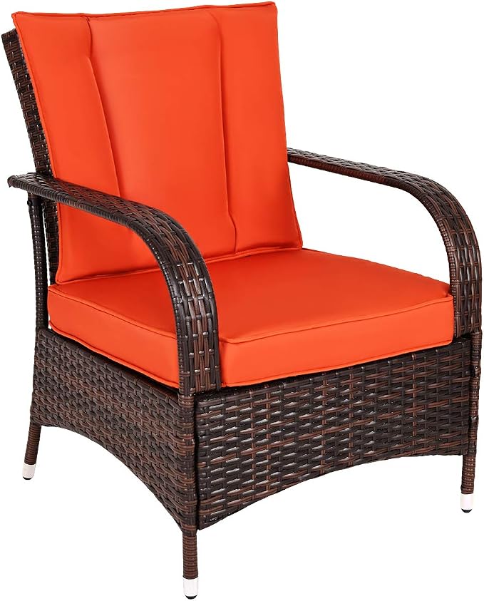 Tangkula 3 Piece Patio Furniture Set, 2 Wicker Chairs with Glass Top Coffee Table, Outdoor Garden Porch Poolside Furniture Set for 2, Rattan Conversation Set