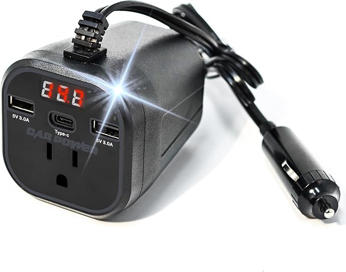 FAMIDGE 200W Car Power Inverter, car Outlet Adapter 12v to 110v, Car Outlet Adapter with Dual USB and Type-C, car Adapter for Plug Outlet, Laptop, CPAP, 2025 New Upgrated Overload Protection, Black