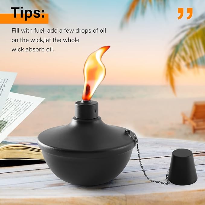 SNOGSWOG 4 Pack Metal Table Top Torches, 22oz Citronella Torches for Outside, Refillable Flame Light Torch, Decorative Tabletop Lantern