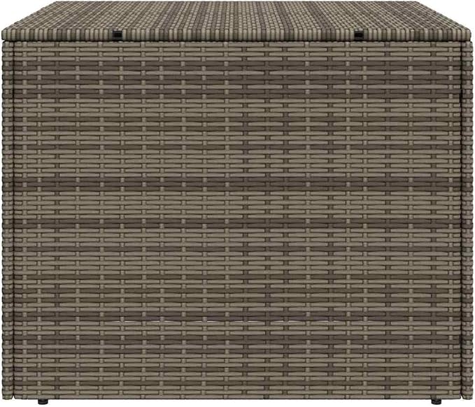 Garden Storage Box 76.9 Gallon Poly Rattan Deck Box for Outdoor Patio Cushions and Tools Rectangular Woven Storage Bin for Garden and Terrace Grey 31.5 x 29.5 x 23.2 in