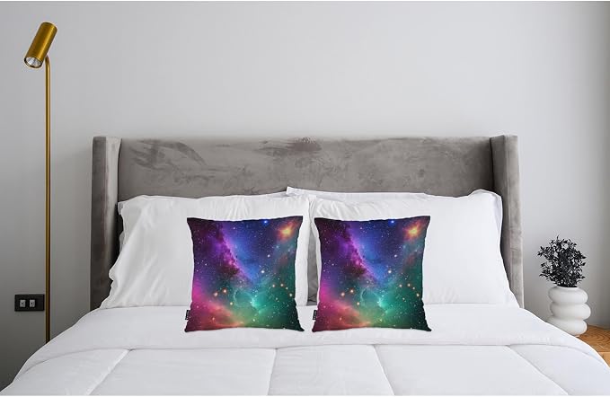 Swono Galaxy Space Throw Pillow Covers, Cosmic Universe Outer Space Nebula Star Galaxy Set of 2 Cushion Case Pillow Cover for Bed Sofa Couch Square Throw Pillowcases for Men Women 18x18 Inch